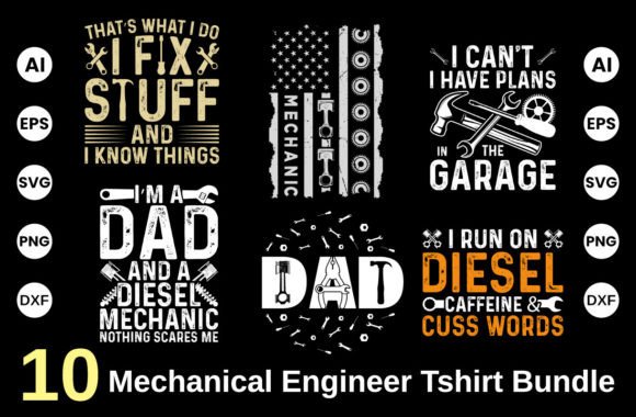 Engineer Mechanic Design Bundle: Graphics for Crafts
