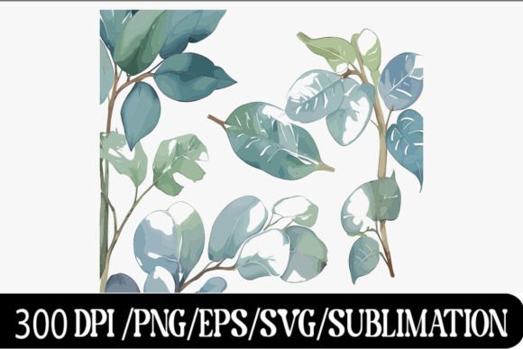 Watercolor Eucalyptus Clipart 1: Graphics for Crafts